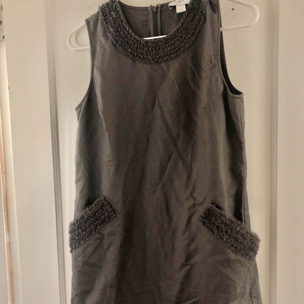 Grey dress with ruffle details